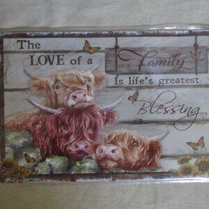 New 8"x12" Metal Sign Family of Bulls Looking over Their Shoulders